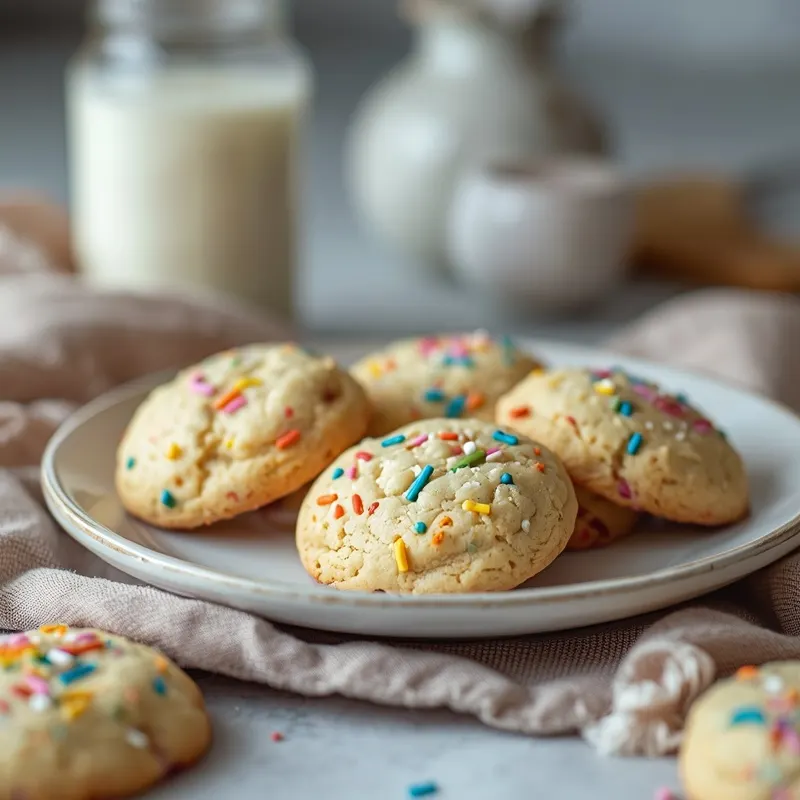 Soft Birthday Cake Cookies with Colorful Sprinkles