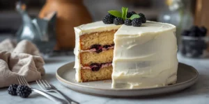 Fresh Blackberry Vanilla Layer Cake with Creamy Frosting