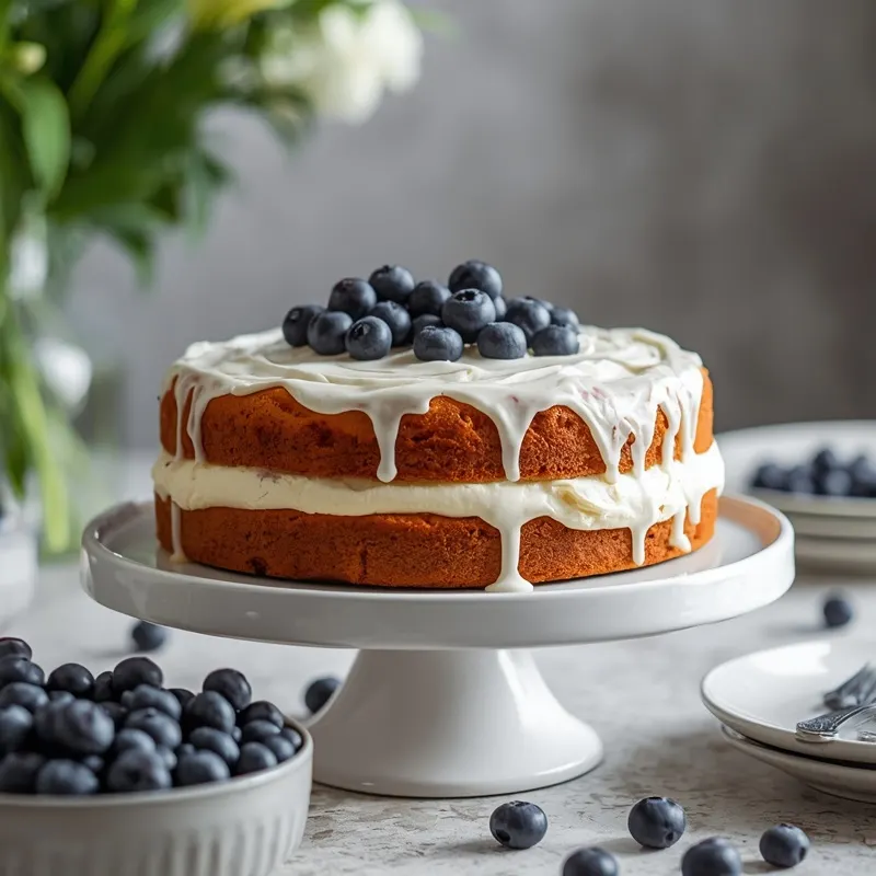 Juicy Blueberry Sour Cream Cake