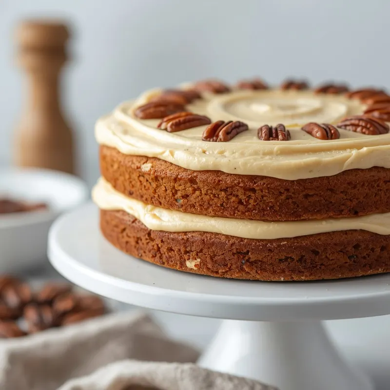 Rich Butter Pecan Cake with Creamy Frosting