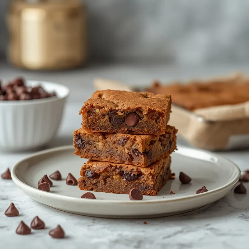Rich Chocolate Chip Blondies with Buttery Centers