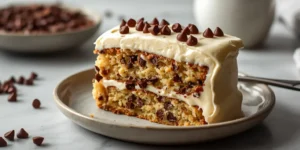 Rich Chocolate Chip Cake with Creamy Frosting