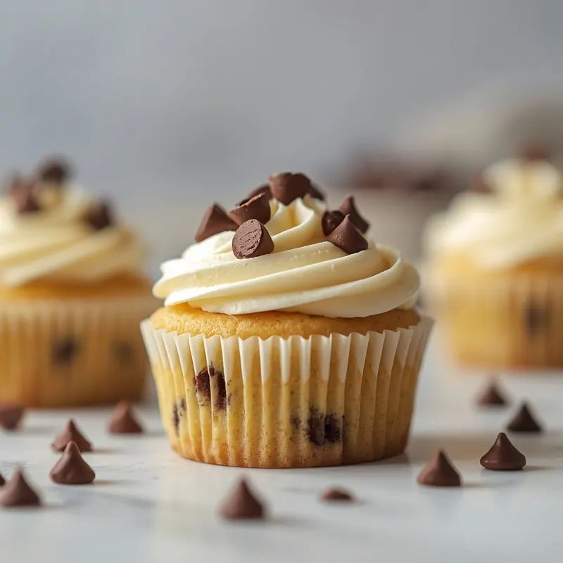 Fluffy Chocolate Chip Cupcakes with Creamy Frosting Fluffy Chocolate Chip Cupcakes with Creamy Frosting