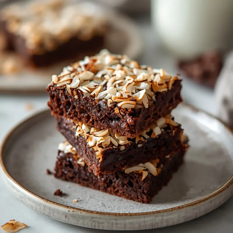 Gooey Chocolate Coconut Brownies with Toasted Coconut Topping Gooey Chocolate Coconut Brownies with Toasted Coconut Topping