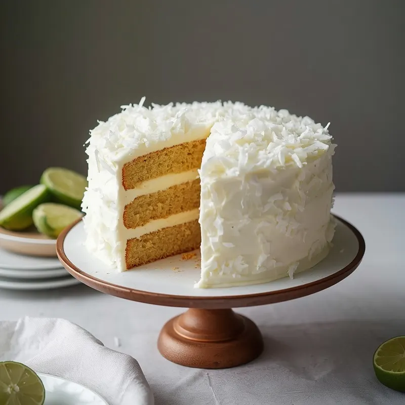Fresh Coconut Lime Layer Cake with Creamy Frosting
