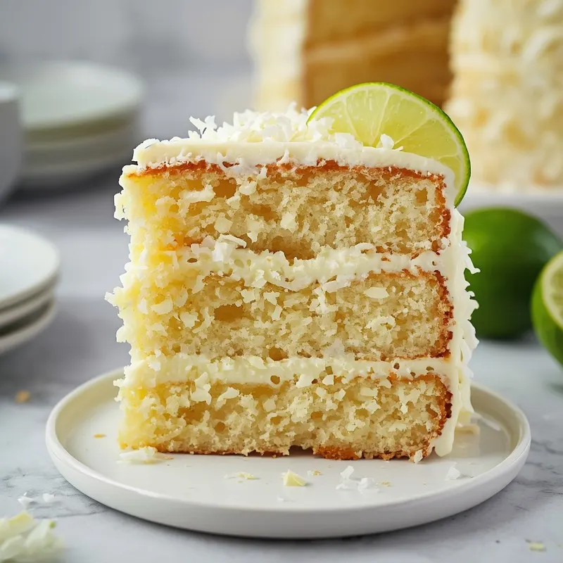 Fresh Coconut Lime Layer Cake with Creamy Frosting