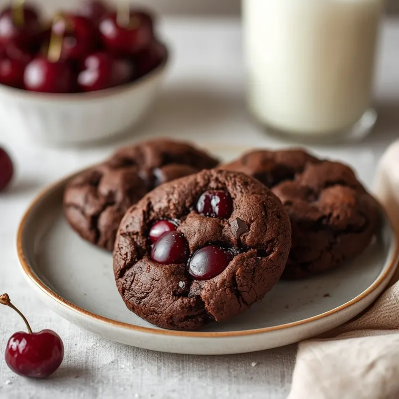 Rich Dark Chocolate Cherry Cookies with Chewy Centers Rich Dark Chocolate Cherry Cookies with Chewy Centers