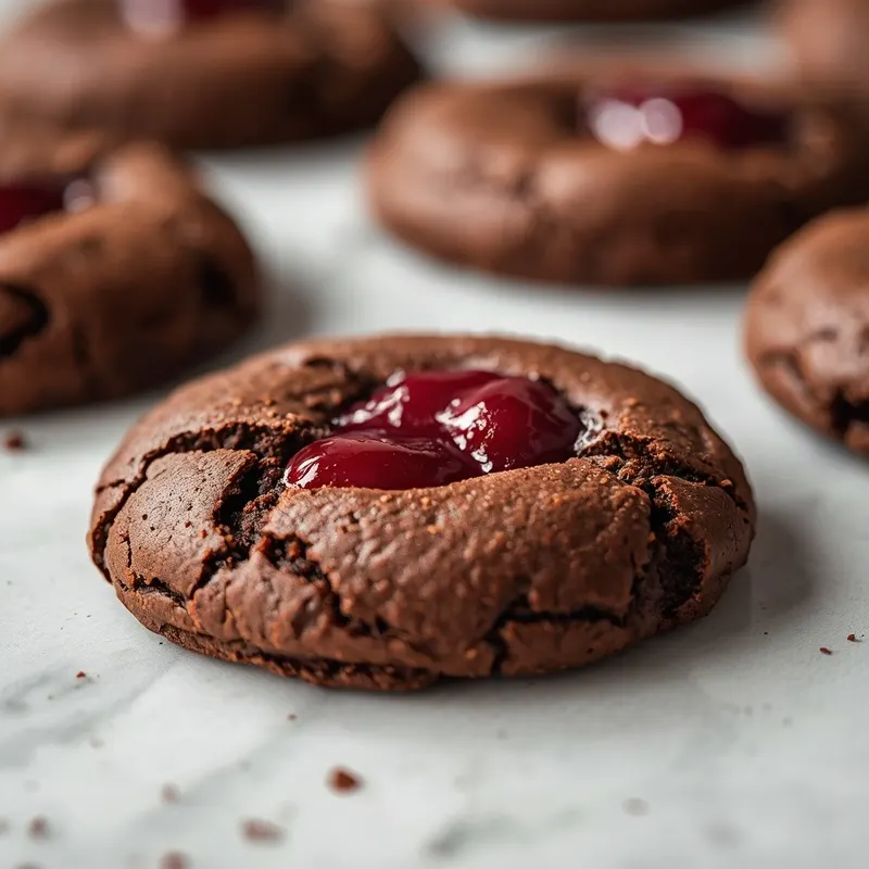 Rich Dark Chocolate Cherry Cookies with Chewy Centers Rich Dark Chocolate Cherry Cookies with Chewy Centers