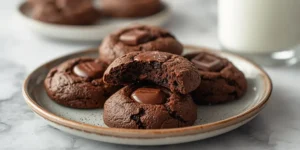 Rich Double Chocolate Brownie Cookies with Gooey Centers