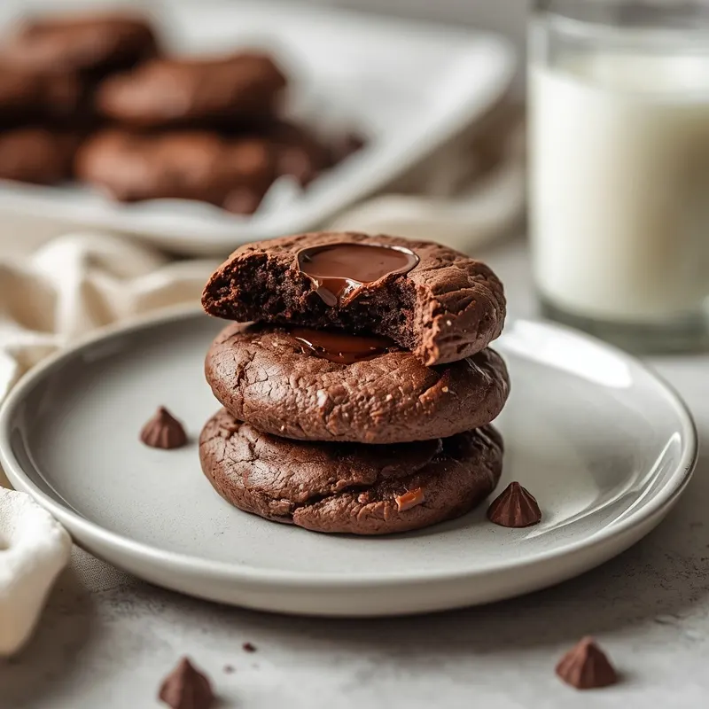 Rich Double Chocolate Brownie Cookies with Gooey Centers