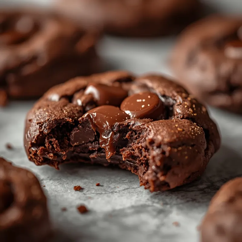 Rich Double Chocolate Brownie Cookies with Gooey Centers