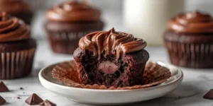 Gooey Double Chocolate Brownie Cupcakes with Soft Centers