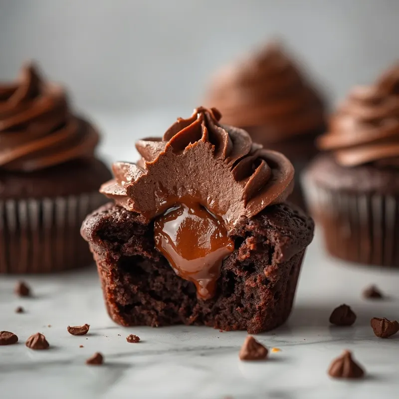 Gooey Double Chocolate Brownie Cupcakes with Soft Centers