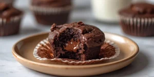 Gooey Double Chocolate Brownie Muffins with Soft Centers