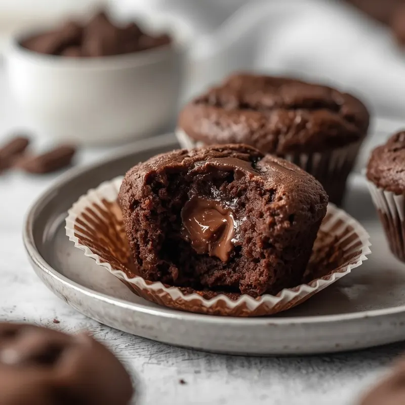 Gooey Double Chocolate Brownie Muffins with Soft Centers Gooey Double Chocolate Brownie Muffins with Soft Centers