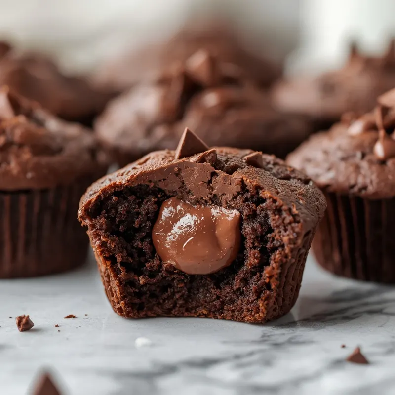 Gooey Double Chocolate Brownie Muffins with Soft Centers Gooey Double Chocolate Brownie Muffins with Soft Centers