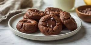 Gooey Double Chocolate Peanut Butter Cookies with Creamy Centers