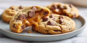Gooey Caramel Stuffed Cookies with Soft Chocolate Centers