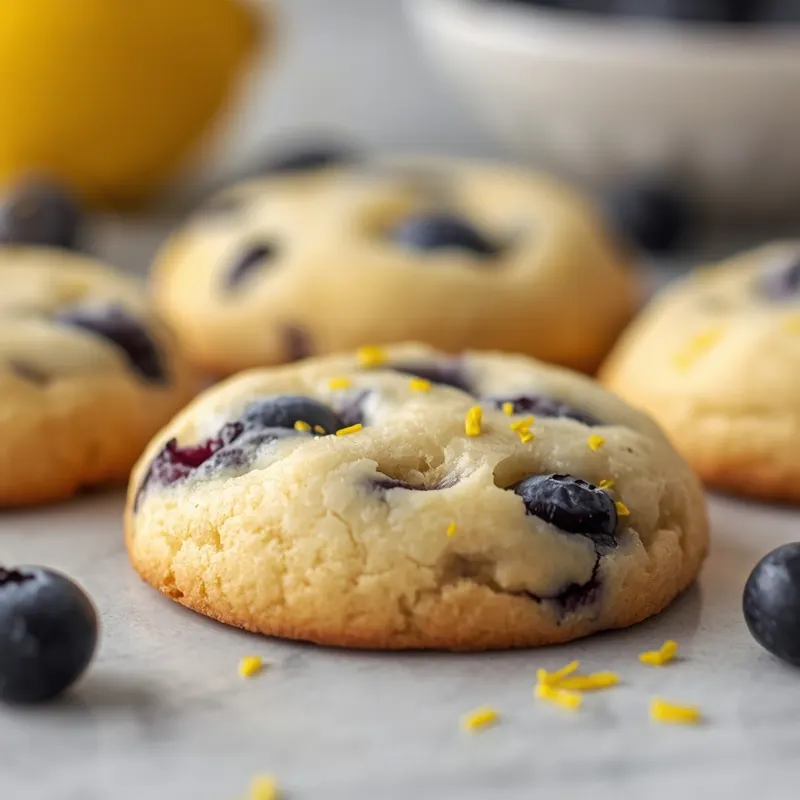 Fresh Lemon Blueberry Sugar Cookies with Soft Centers