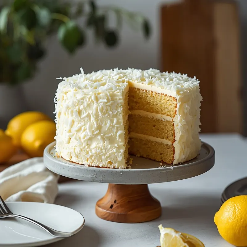 Creamy Lemon Coconut Layer Cake with Bright Citrus Flavor Creamy Lemon Coconut Layer Cake with Bright Citrus Flavor