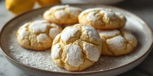 Soft Lemon Crinkle Cookies with Powdered Sugar