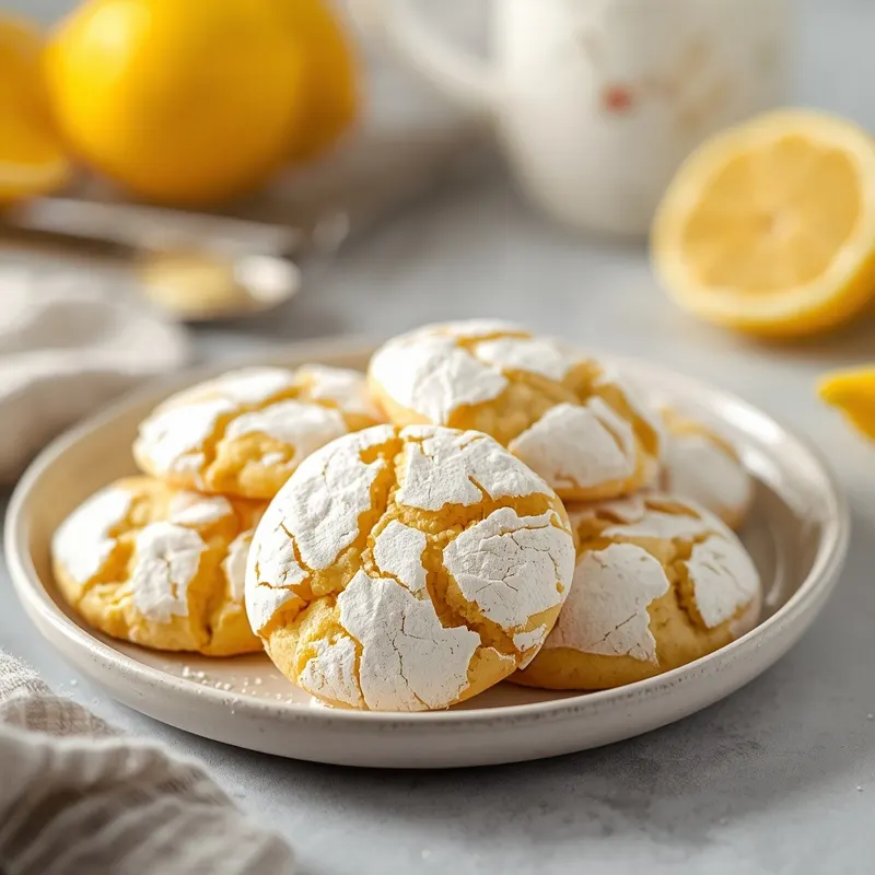 Soft Lemon Crinkle Cookies with Powdered Sugar Soft Lemon Crinkle Cookies with Powdered Sugar