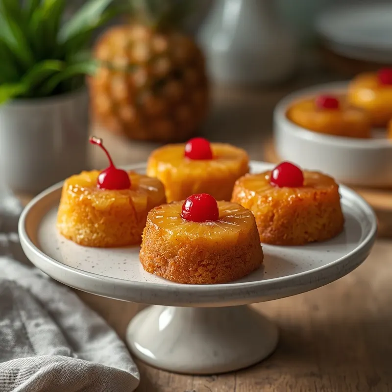 Golden Mini Pineapple Upside Down Cakes for Parties Golden Mini Pineapple Upside Down Cakes for Parties