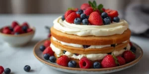 Juicy Mixed Berry Vanilla Layer Cake with Creamy Frosting
