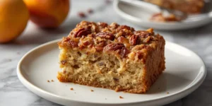 Crispy Peach Cobbler Pecan Cake