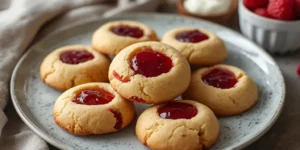 Soft Raspberry Thumbprint Cookies with Buttery Centers
