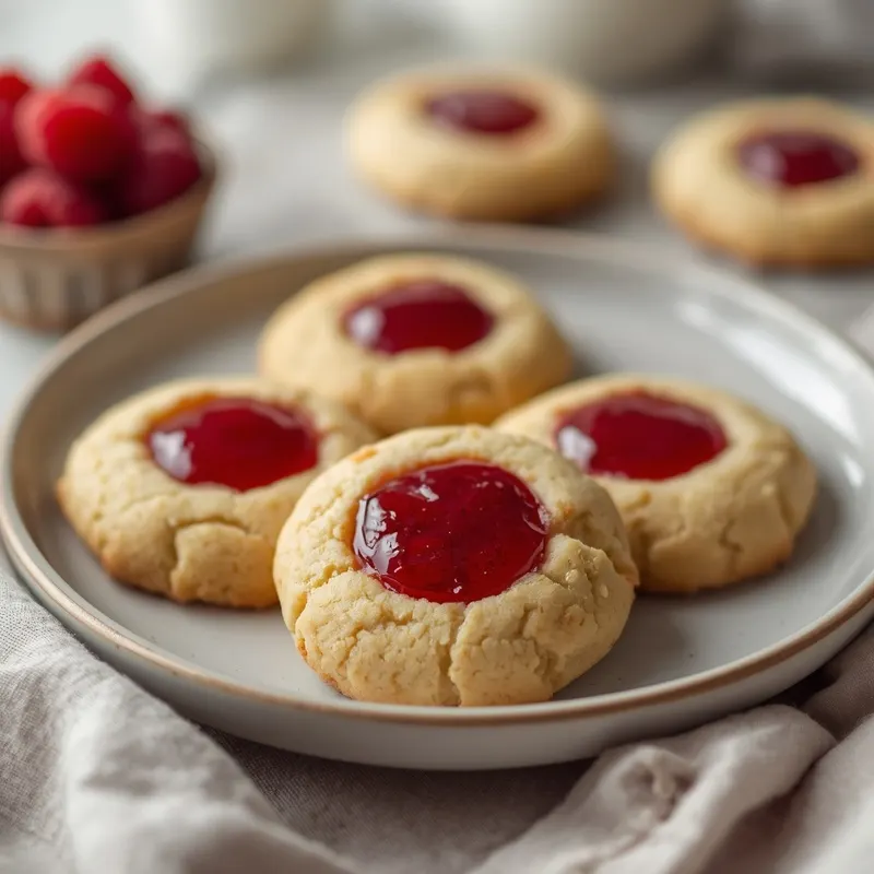 Soft Raspberry Thumbprint Cookies with Buttery Centers Soft Raspberry Thumbprint Cookies with Buttery Centers