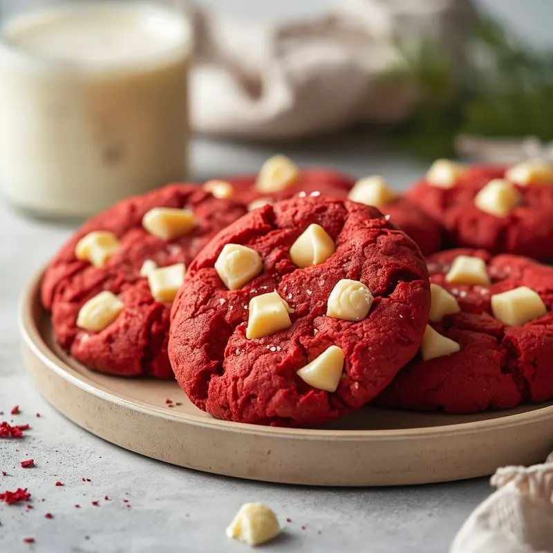 Rich Red Velvet White Chocolate Cookies