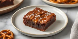 Rich Salted Caramel Pretzel Brownies with Crunchy Pretzel Pieces