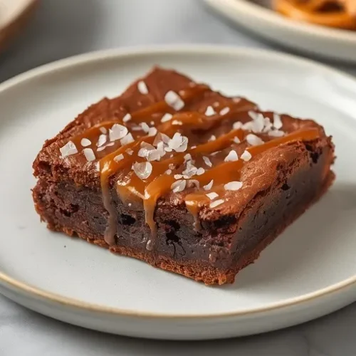 Salted Caramel Pretzel Brownies recipe