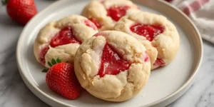 Soft Strawberry Cheesecake Cookies with Creamy Centers