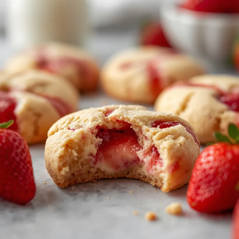 Soft Strawberry Cheesecake Cookies with Creamy Centers Soft Strawberry Cheesecake Cookies with Creamy Centers