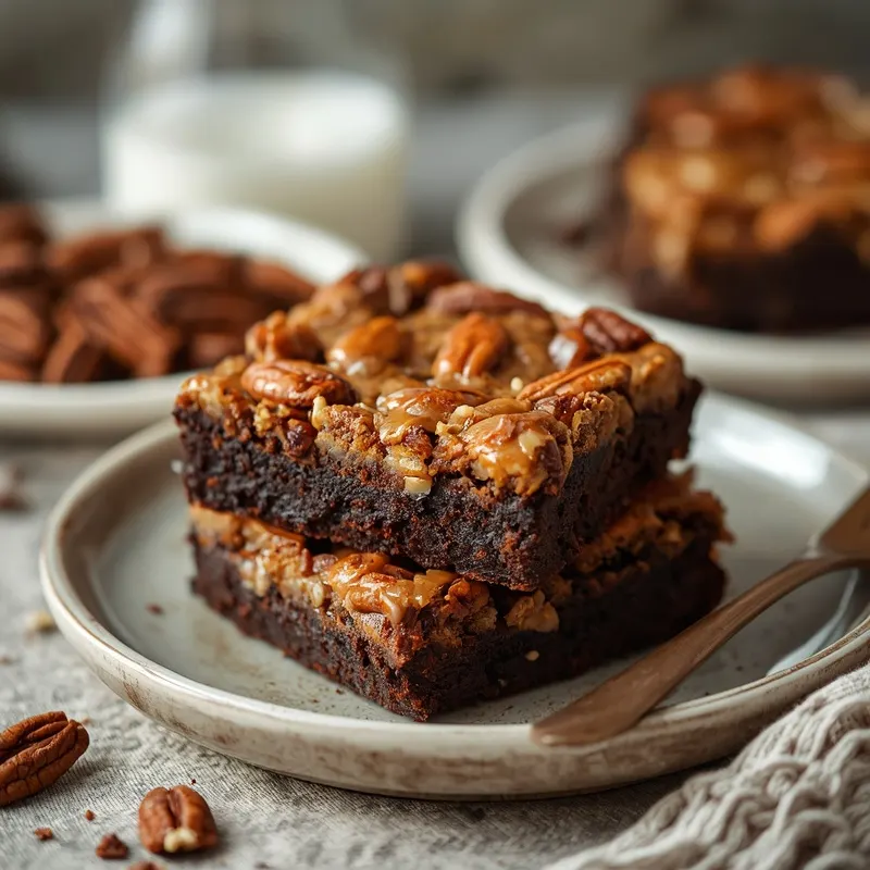 Rich Turtle Brownies with Gooey Caramel