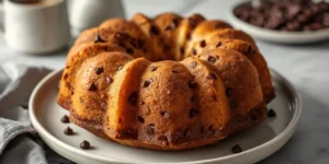 Fluffy Vanilla Chocolate Chip Bundt Cake with Golden Crust