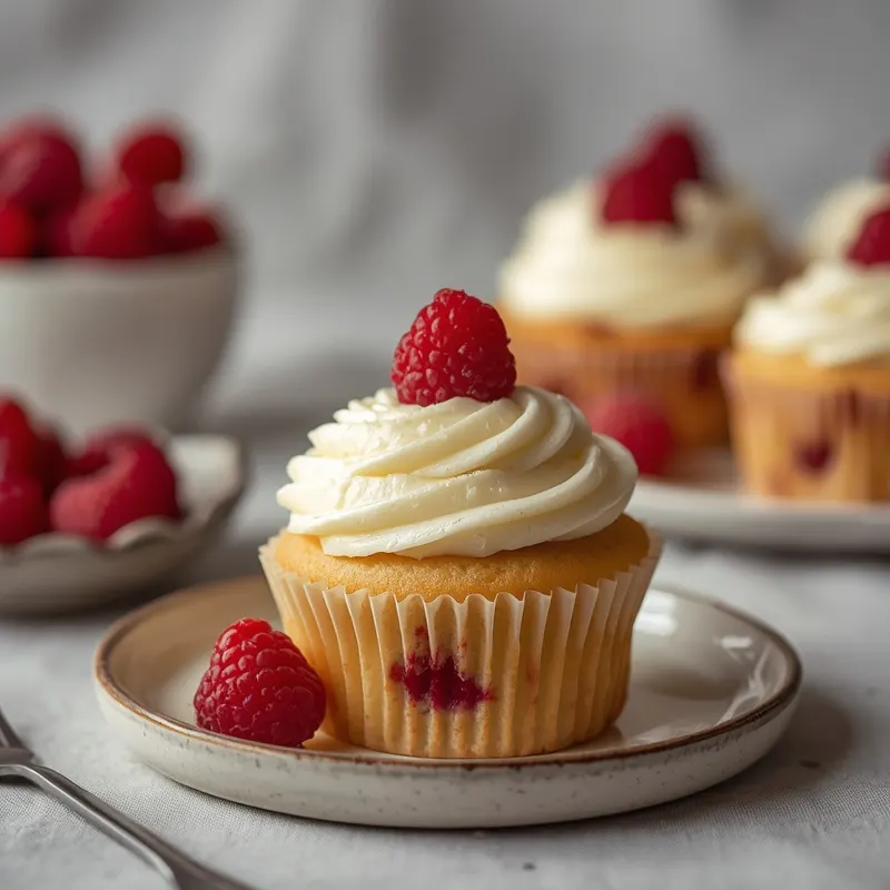 Soft Vanilla Raspberry Cupcakes with Creamy Frosting