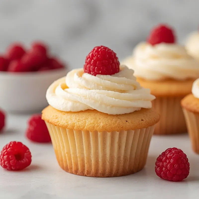 Soft Vanilla Raspberry Cupcakes with Creamy Frosting