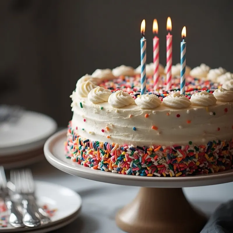 Colorful Vanilla Sprinkle Birthday Cake Colorful Vanilla Sprinkle Birthday Cake