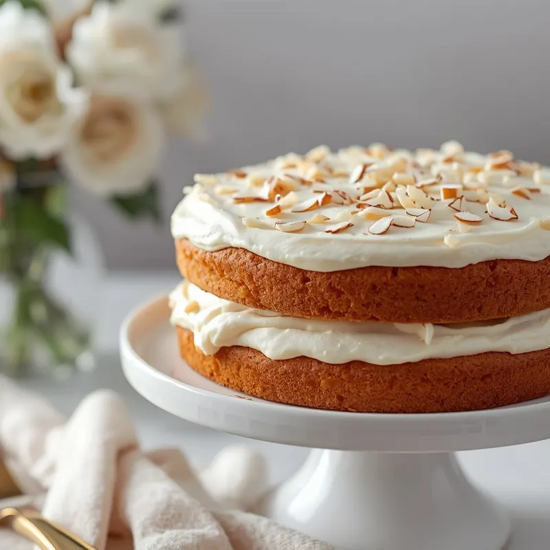 Classic White Almond Layer Cake with Creamy Frosting Classic White Almond Layer Cake with Creamy Frosting