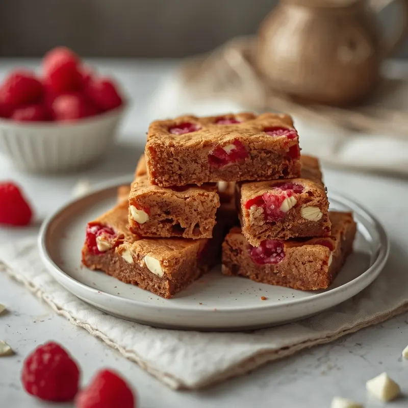 Creamy White Chocolate Raspberry Brownies with Juicy Berries
