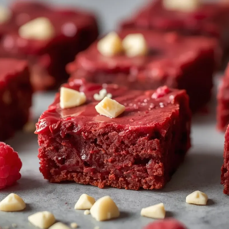 Creamy White Chocolate Raspberry Brownies with Juicy Berries