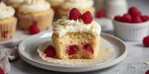 Fluffy White Chocolate Raspberry Cupcakes with Creamy Frosting