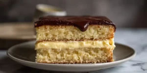 Rich Boston Cream Cake with Smooth Chocolate Ganache