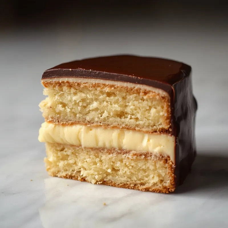 Rich Boston Cream Cake with Smooth Chocolate Ganache