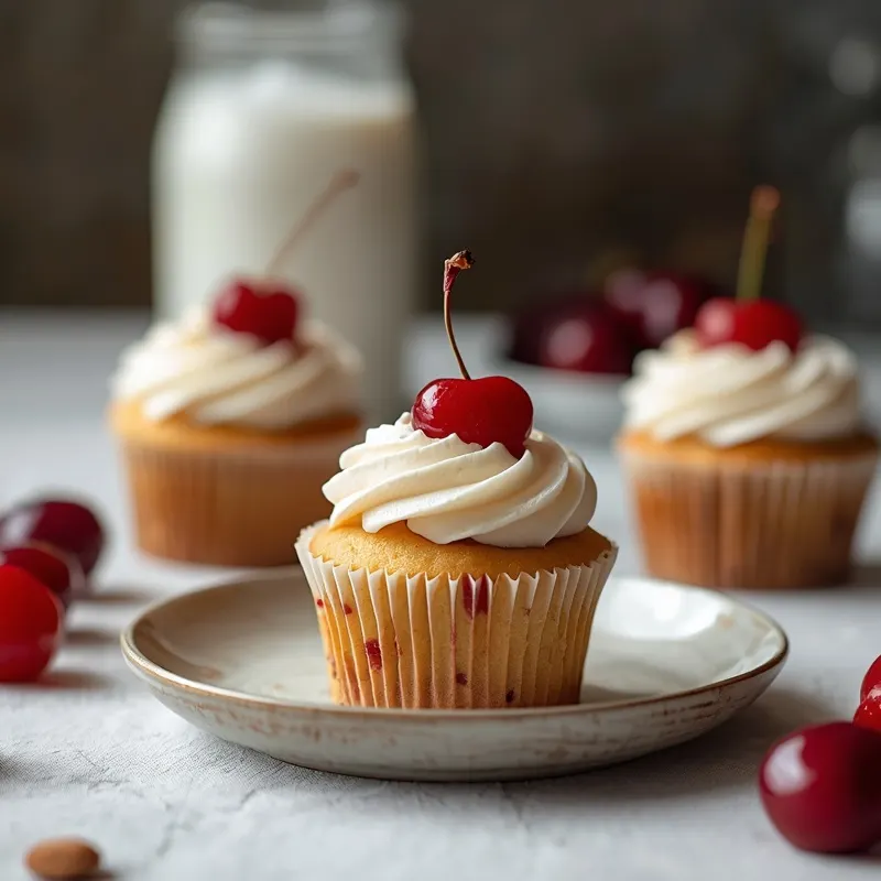 Juicy Cherry Almond Cupcakes