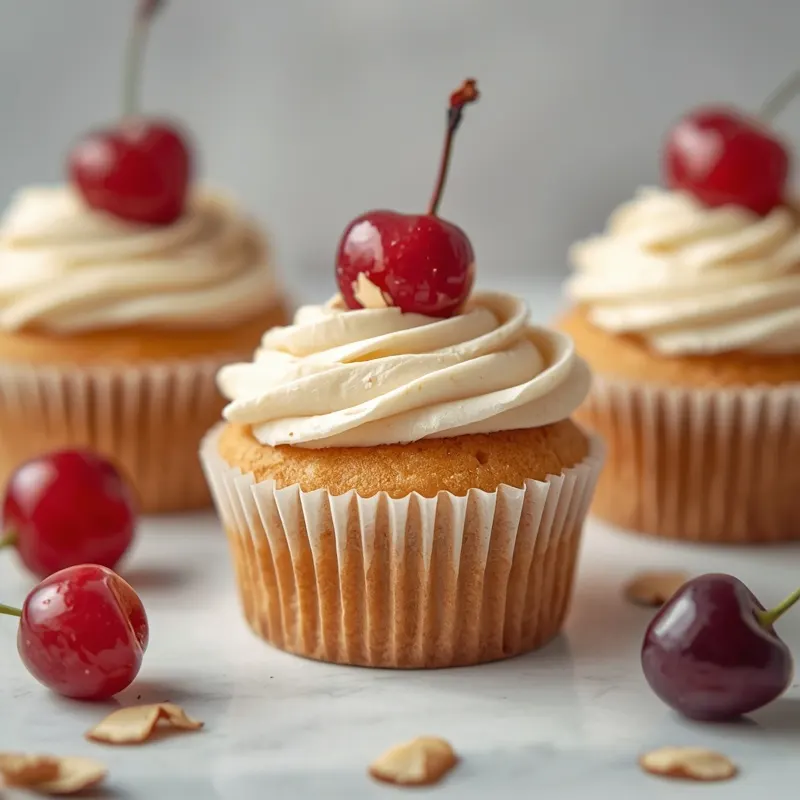 Juicy Cherry Almond Cupcakes