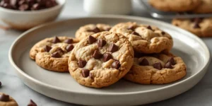 Gooey Chocolate Chip Almond Butter Cookies with Soft Centers